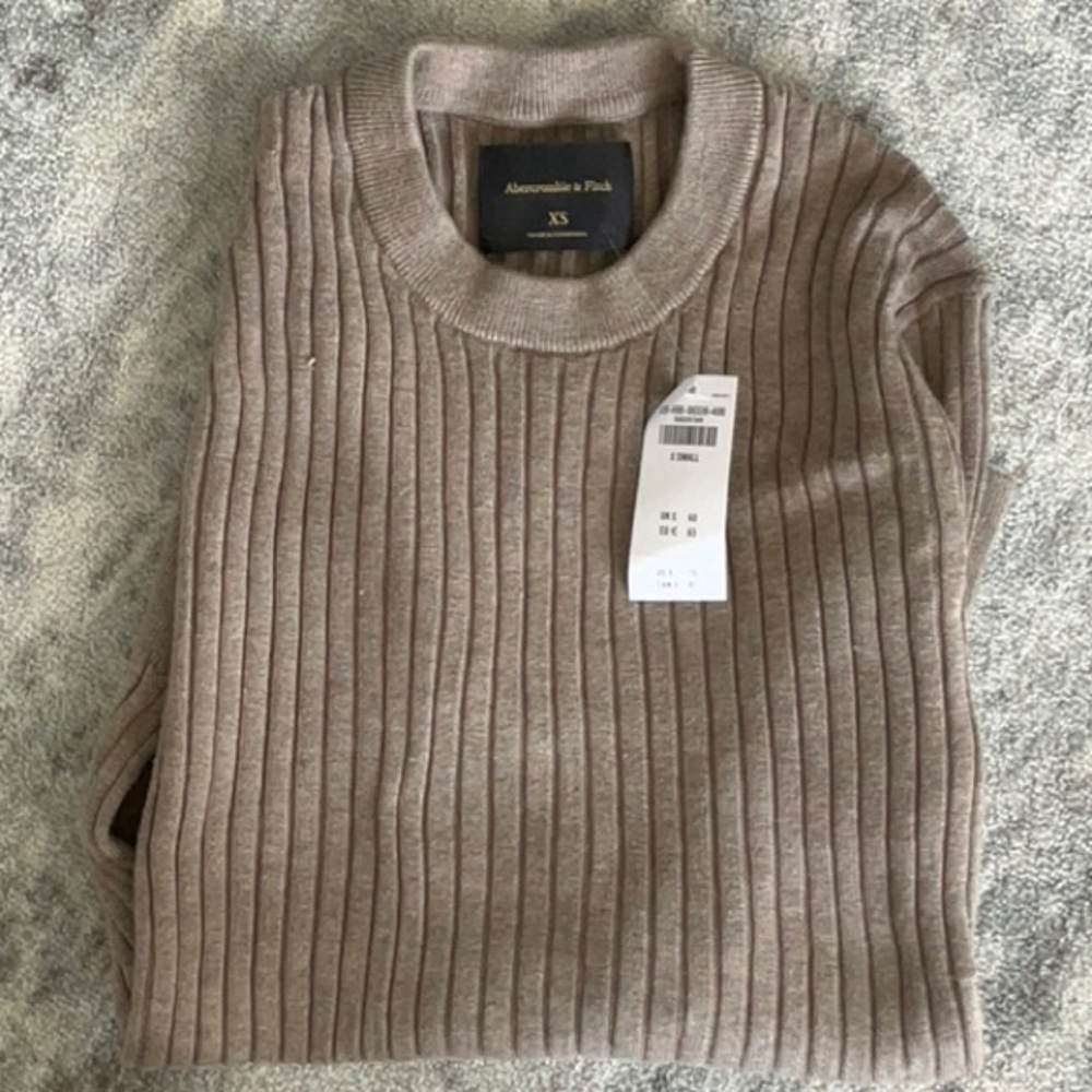 Abercrombie & Fitch Taupe Ribbed Pullover